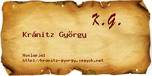 Kránitz György névjegykártya
